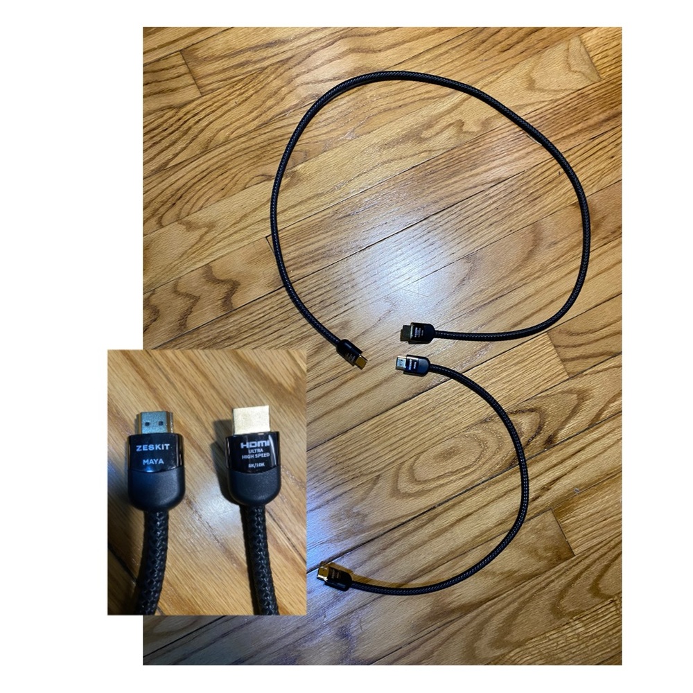 lot of 2 Zeskit 8K/10K Ultra High Speed HDMI Cable (1M Length) & (0.5M Length)